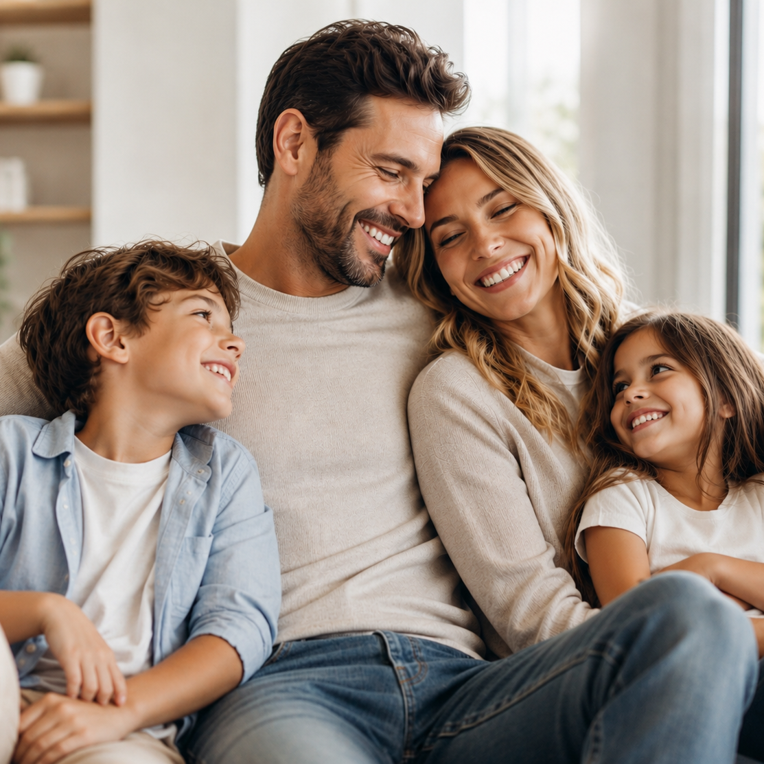 Famiglia serena a casa